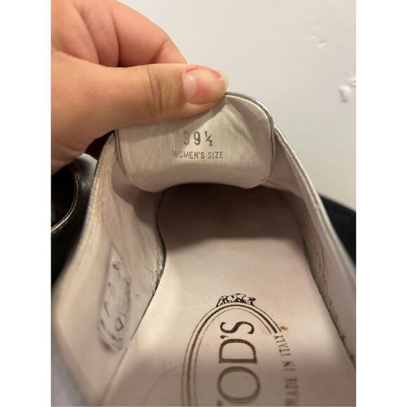 Tod's Gomma Rafia TV Francesina Pelle Two Tone Slip On Flats Women's 9 (39.5) - Picture 9 of 10